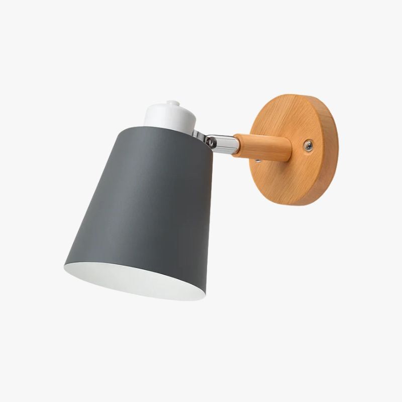 Applique murale abat-jour orientable métal et bois