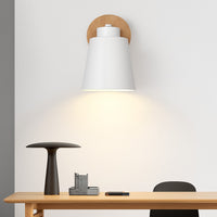 Applique murale abat-jour orientable métal et bois, photo 2