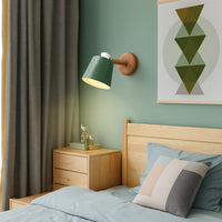 Applique murale abat-jour orientable métal et bois, photo 3
