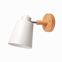 Applique murale abat-jour orientable métal et bois en blanc