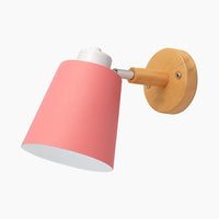 Applique murale abat-jour orientable métal et bois en rose