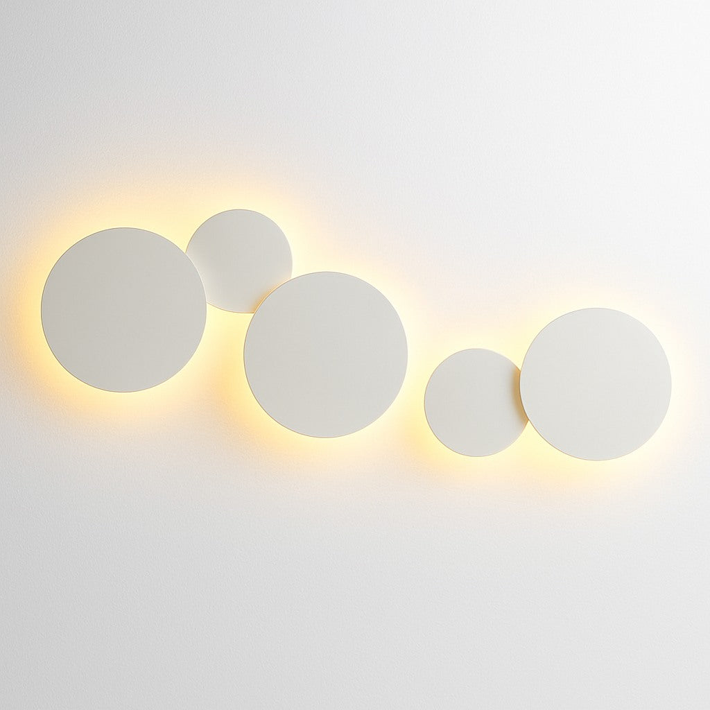Applique murale LED ronde effet lune en blanc · 20 cm