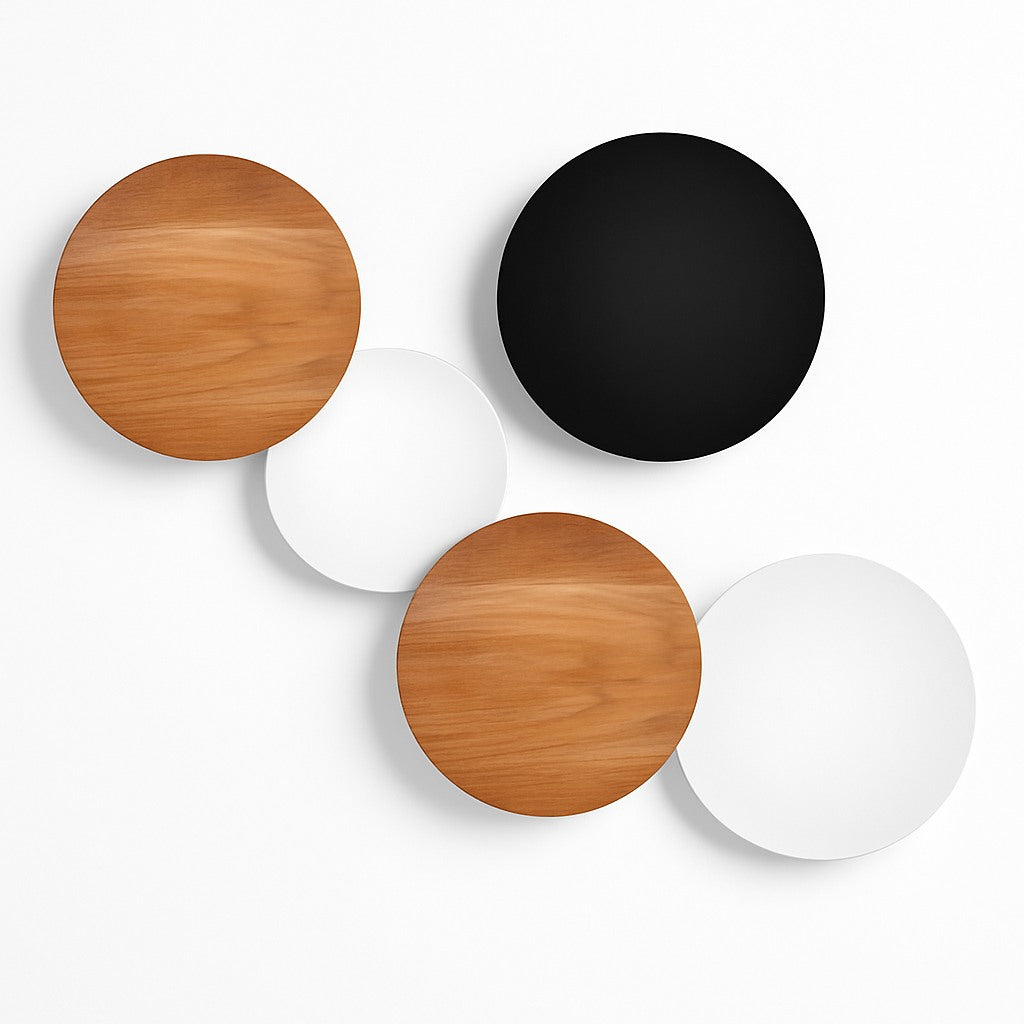 Applique murale LED ronde effet lune en bois · 20 cm