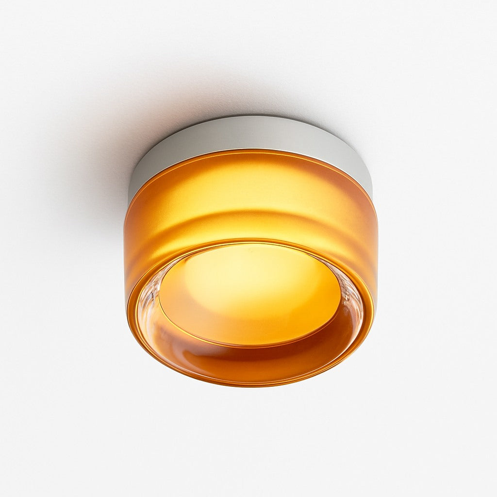 Applique murale ronde LED en verre dépoli en b · orange