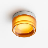 Applique murale ronde LED en verre dépoli en b · orange
