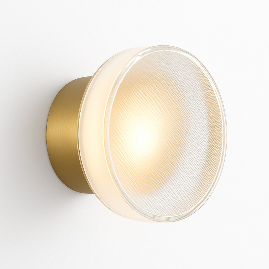 Applique murale ronde LED en verre dépoli en c · doré
