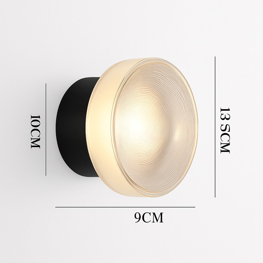 Applique murale ronde LED en verre dépoli en c · noir