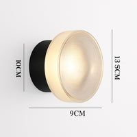 Applique murale ronde LED en verre dépoli en c · noir