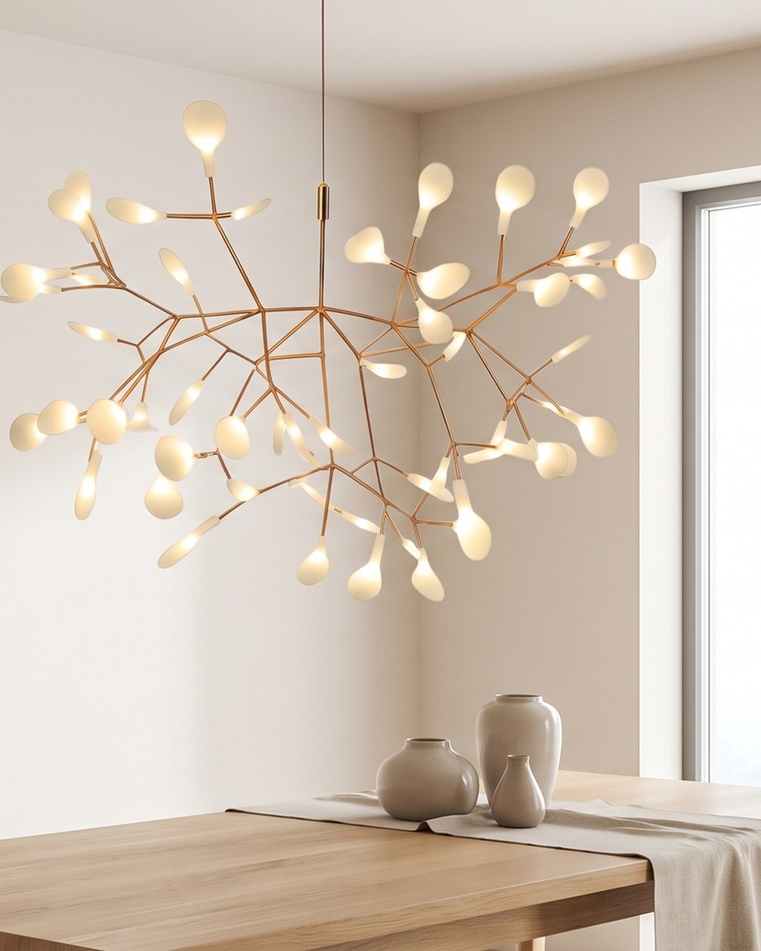 Suspension à branches lumineuses au-dessus d'une table