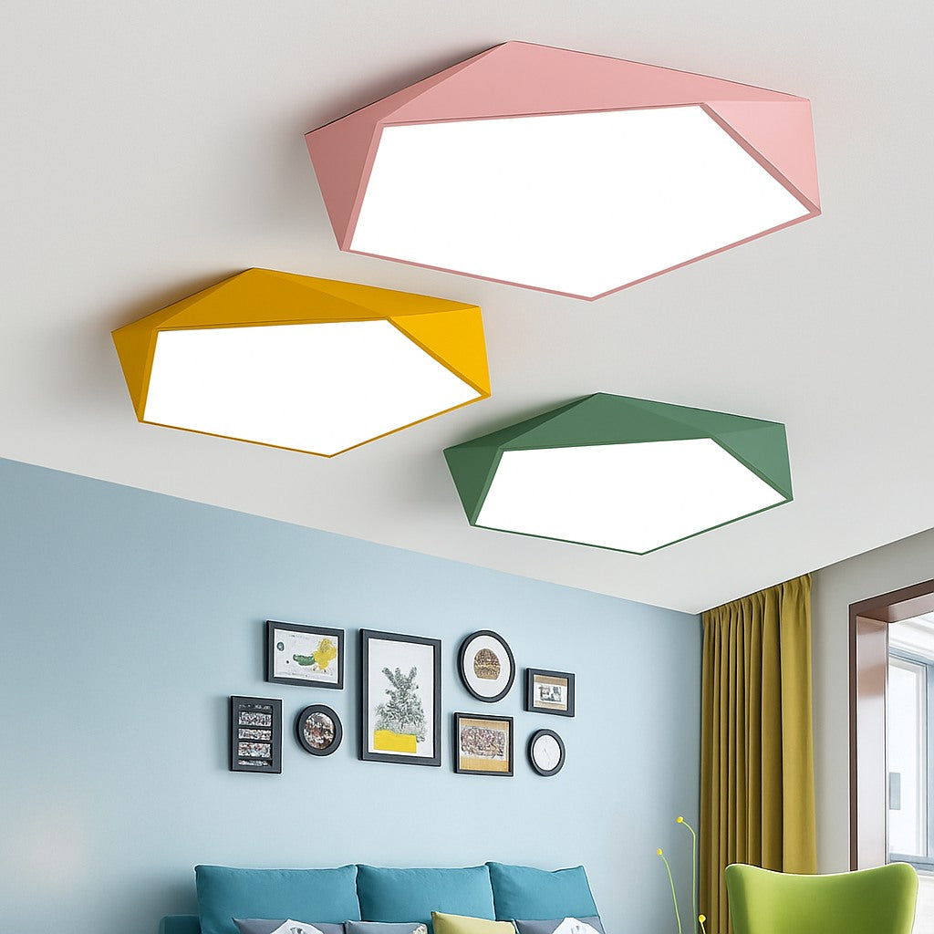 Plafonnier LED géométrique en métal coloré, photo 2