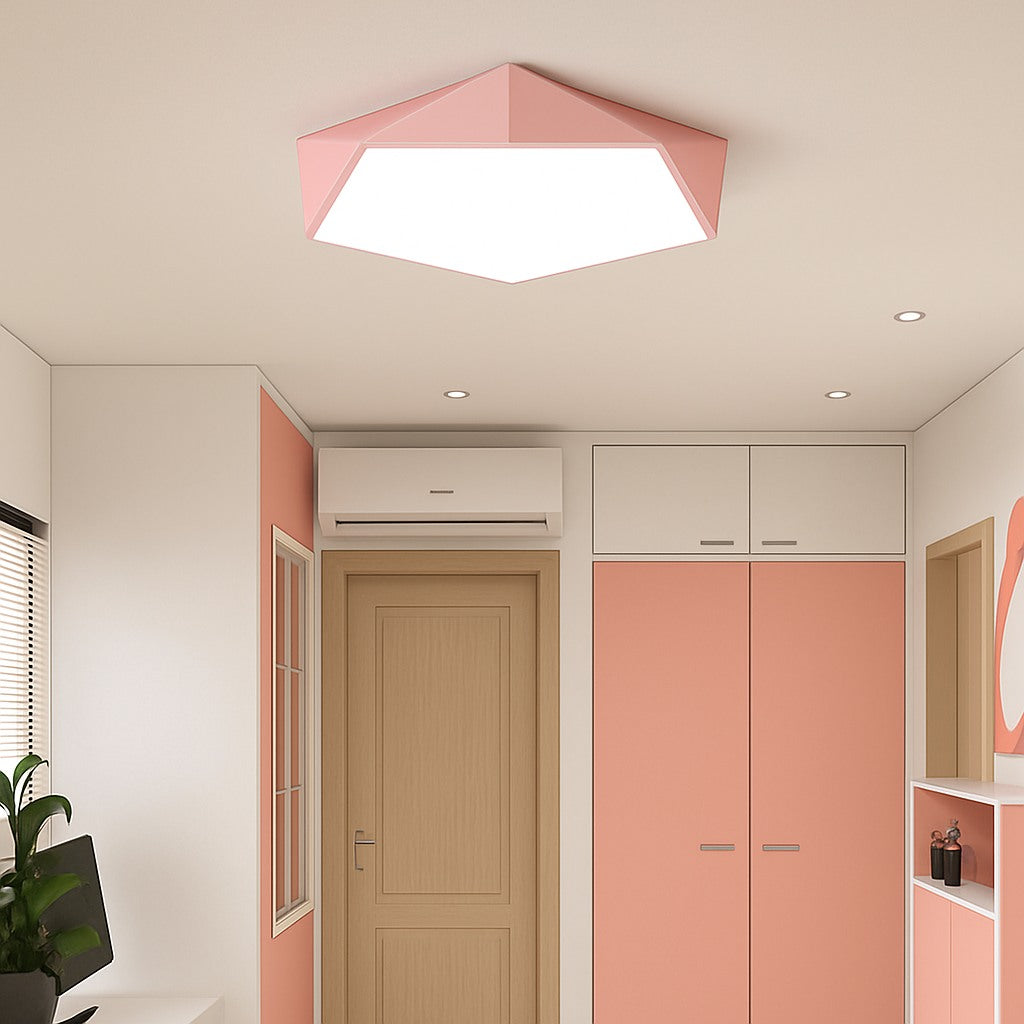 Plafonnier LED géométrique en métal coloré, photo 6