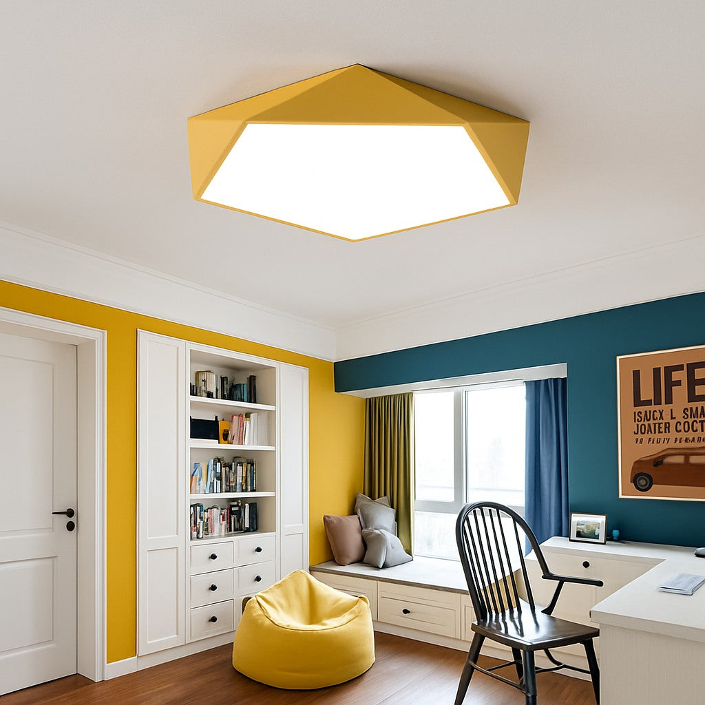 Plafonnier LED géométrique en métal coloré, photo 7