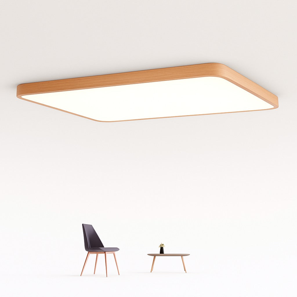 Plafonnier LED rectangulaire en bois, photo 2