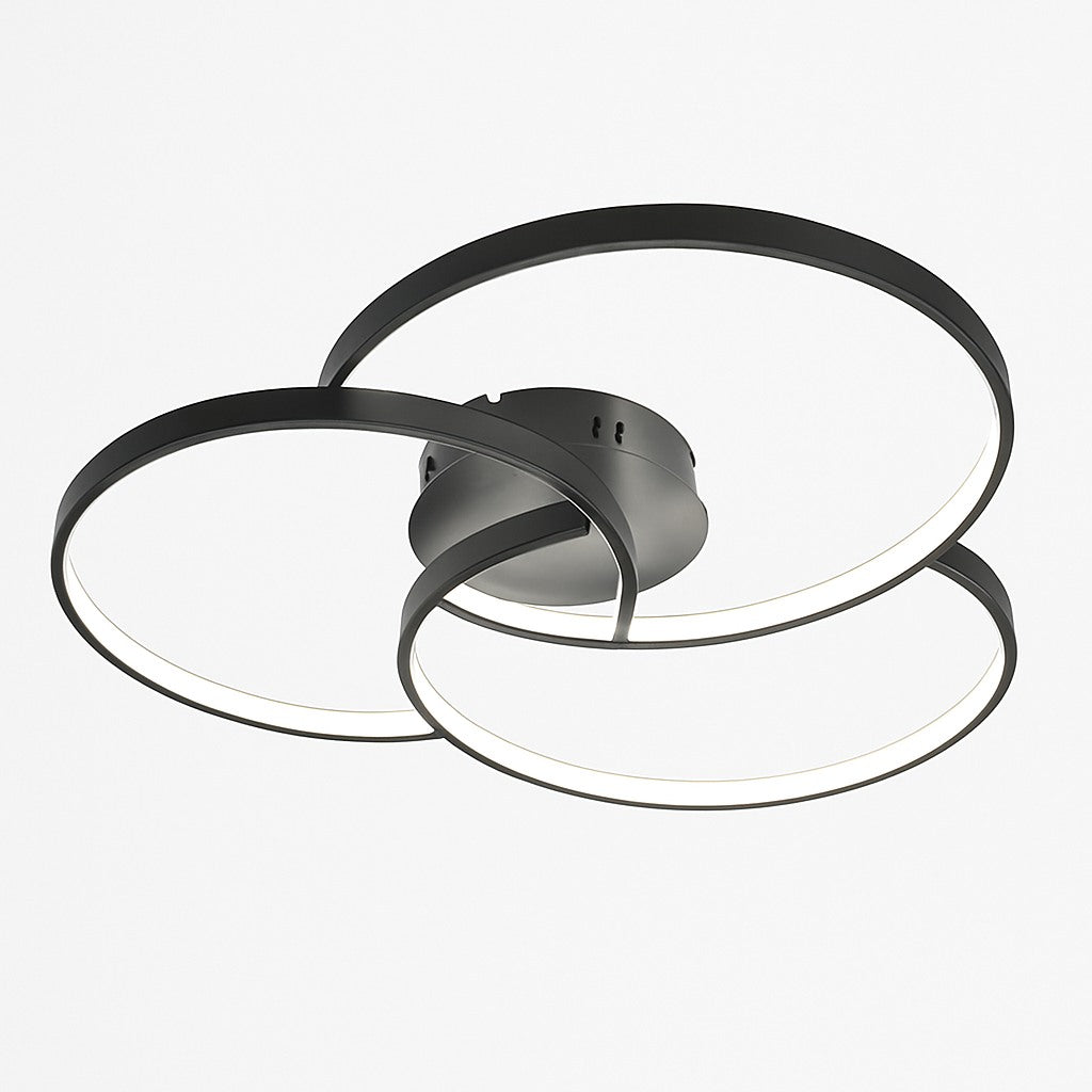 Plafonnier LED trois cercles en noir
