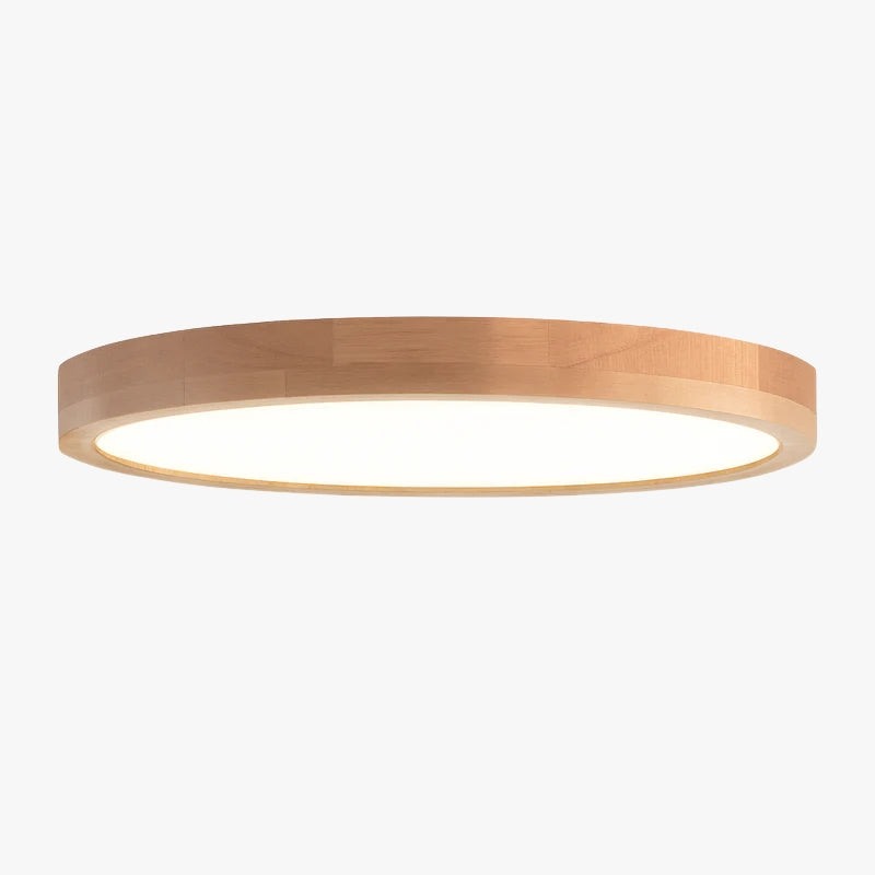 Plafonnier rond en bois LED ultra-fin
