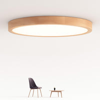 Plafonnier rond en bois LED ultra-fin, photo 2