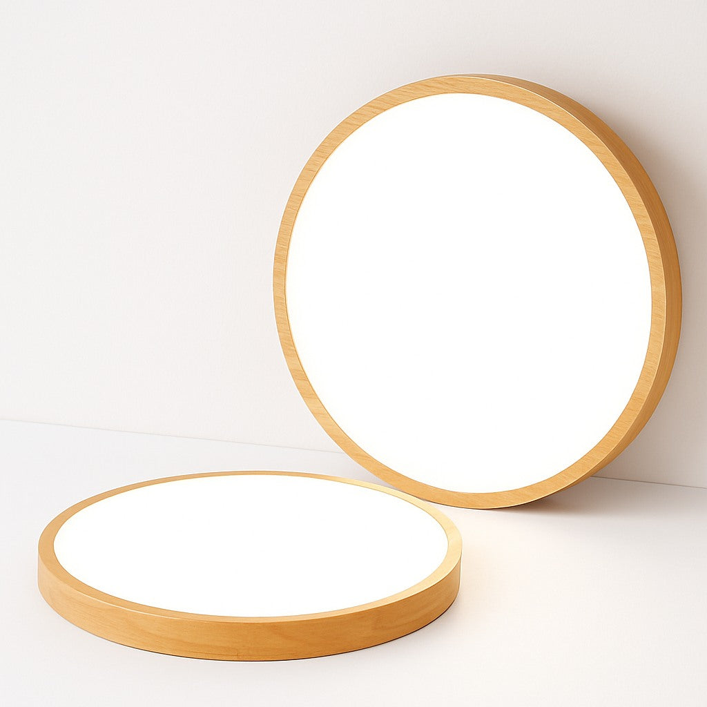 Plafonnier rond en bois LED ultra-fin, photo 3