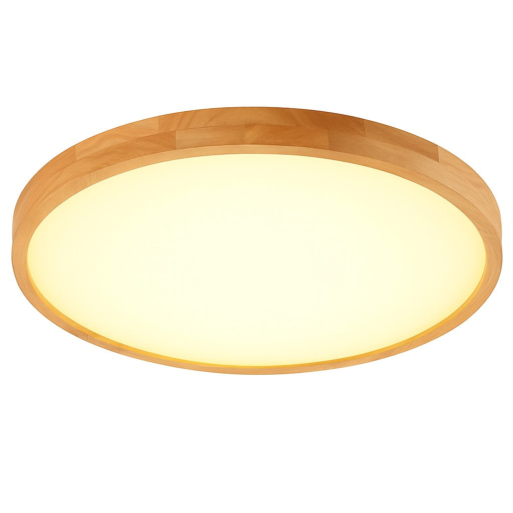 Plafonnier rond en bois LED ultra-fin, photo 4