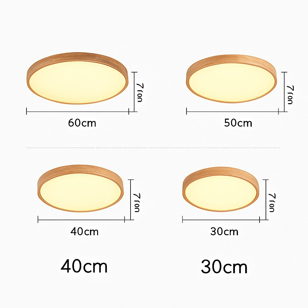 Plafonnier rond en bois LED ultra-fin, photo 5