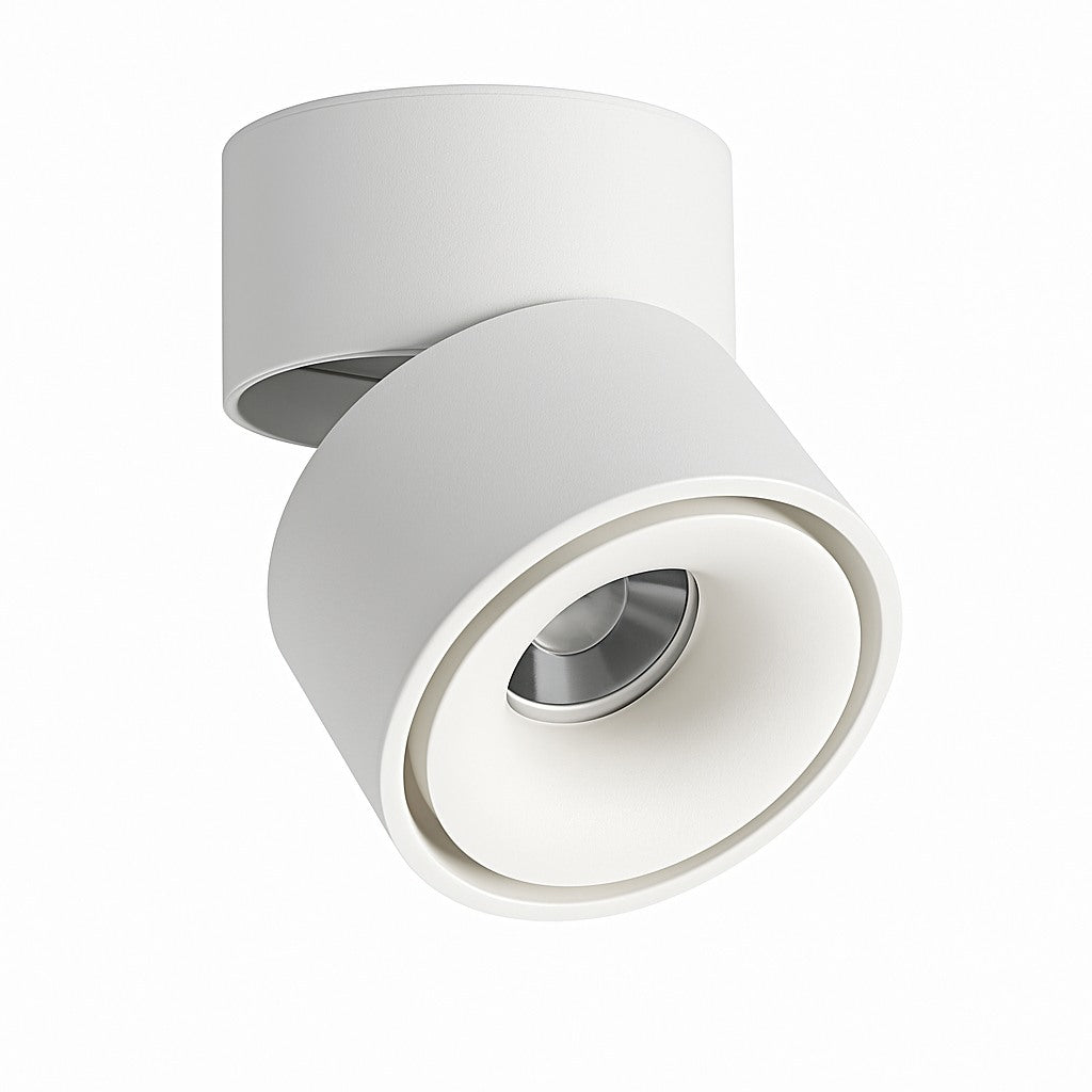 Spot LED rond orientable en saillie en blanc