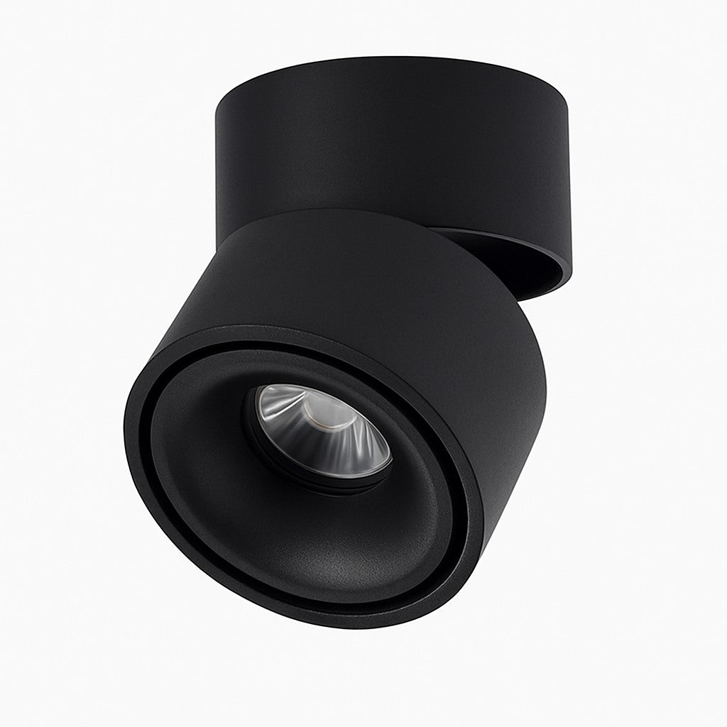Spot LED rond orientable en saillie en noir