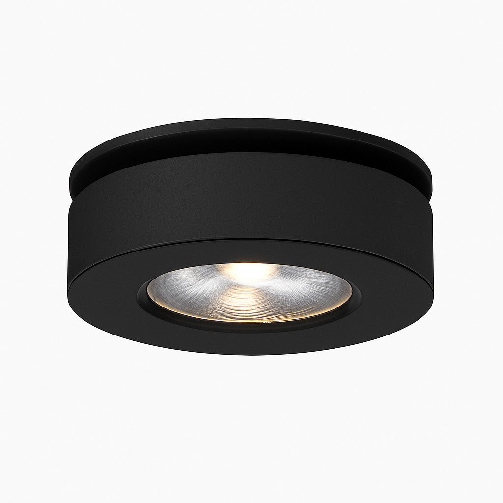 Spot LED rond orientable extra-plat en noir Image