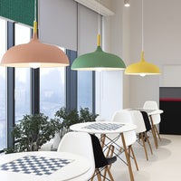 Suspension aluminium coloré et tige en bois
