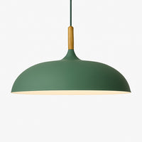Suspension aluminium coloré et tige en bois en vert