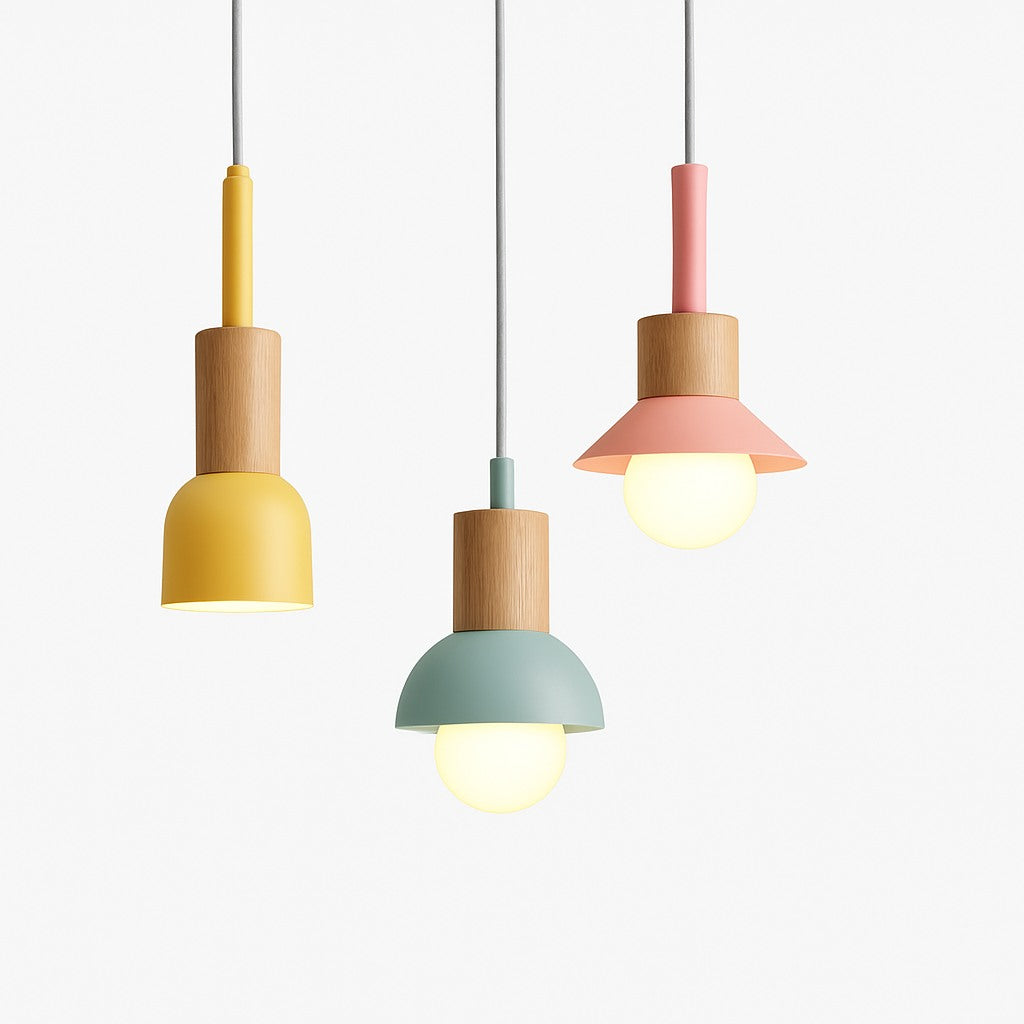 Suspension bois et métal colorée, photo 5