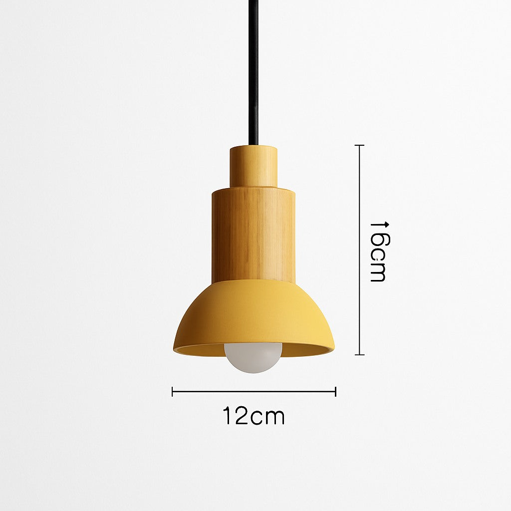 Suspension bois et métal colorée en modèle a · jaune