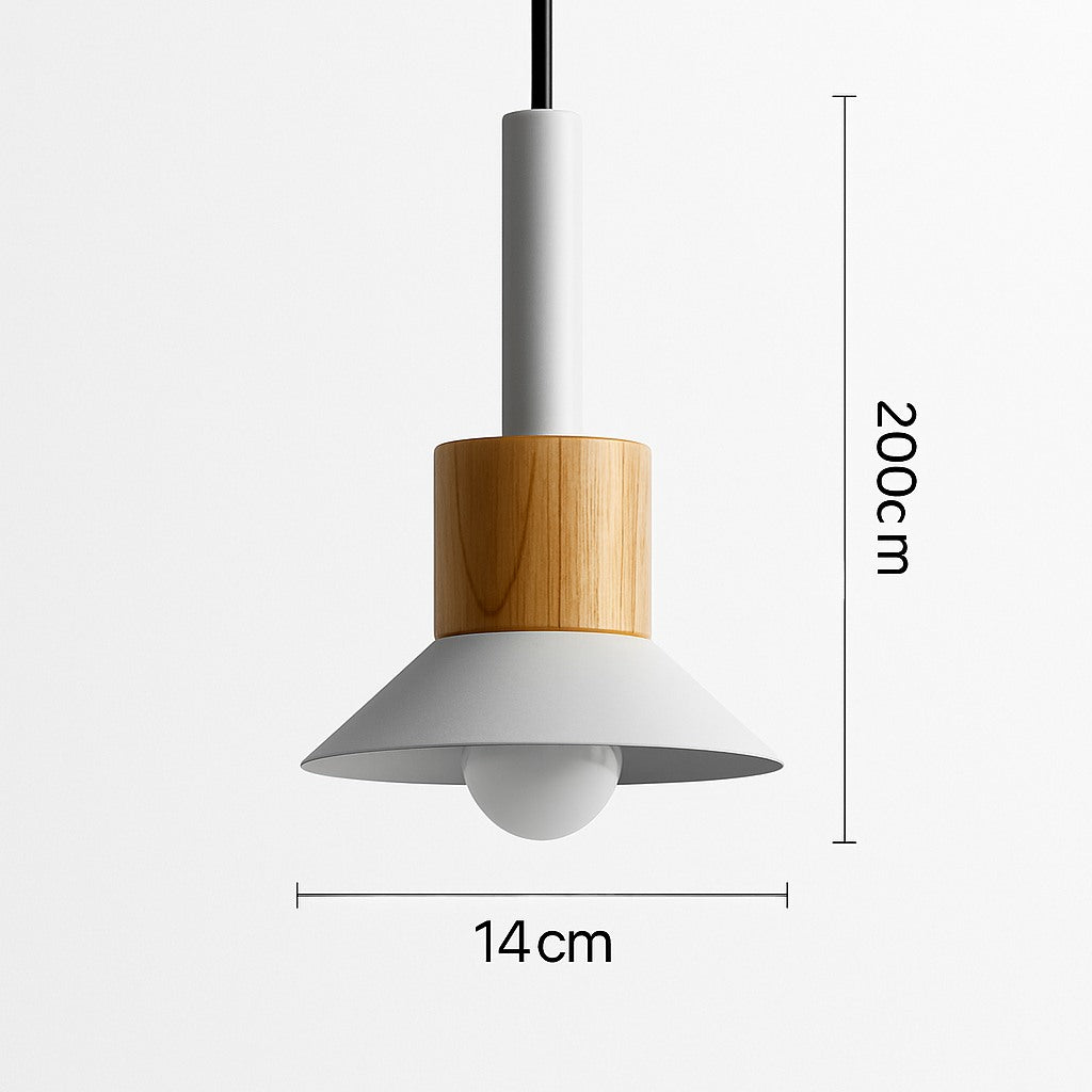 Suspension bois et métal colorée en modèle b · blanc