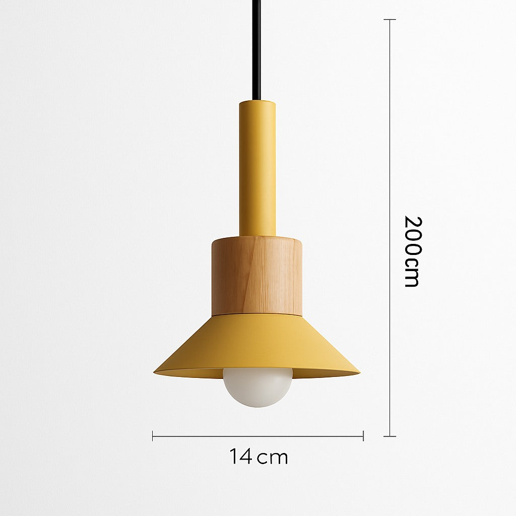Suspension bois et métal colorée en modèle b · jaune