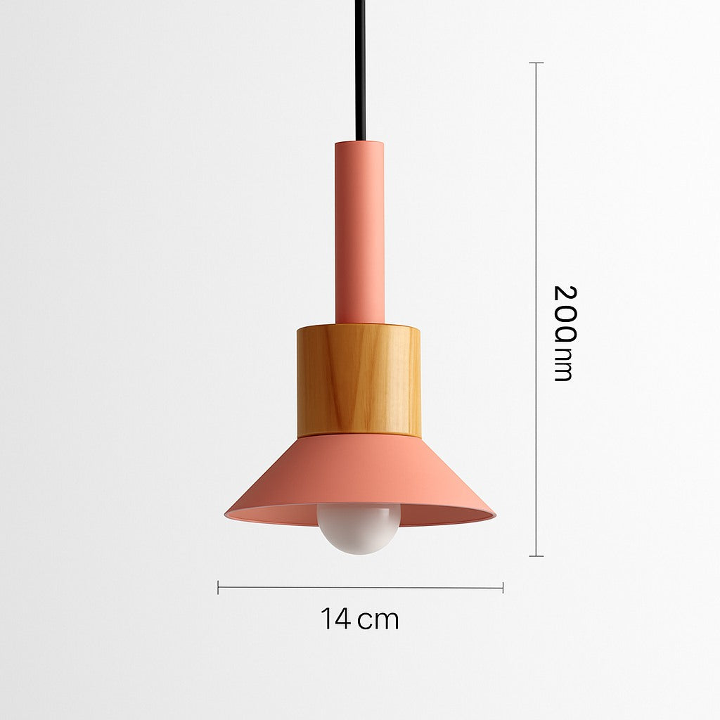 Suspension bois et métal colorée en modèle b · rose