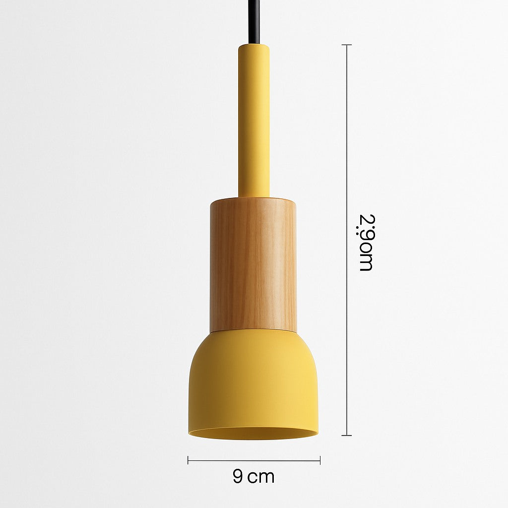 Suspension bois et métal colorée en modèle c · jaune