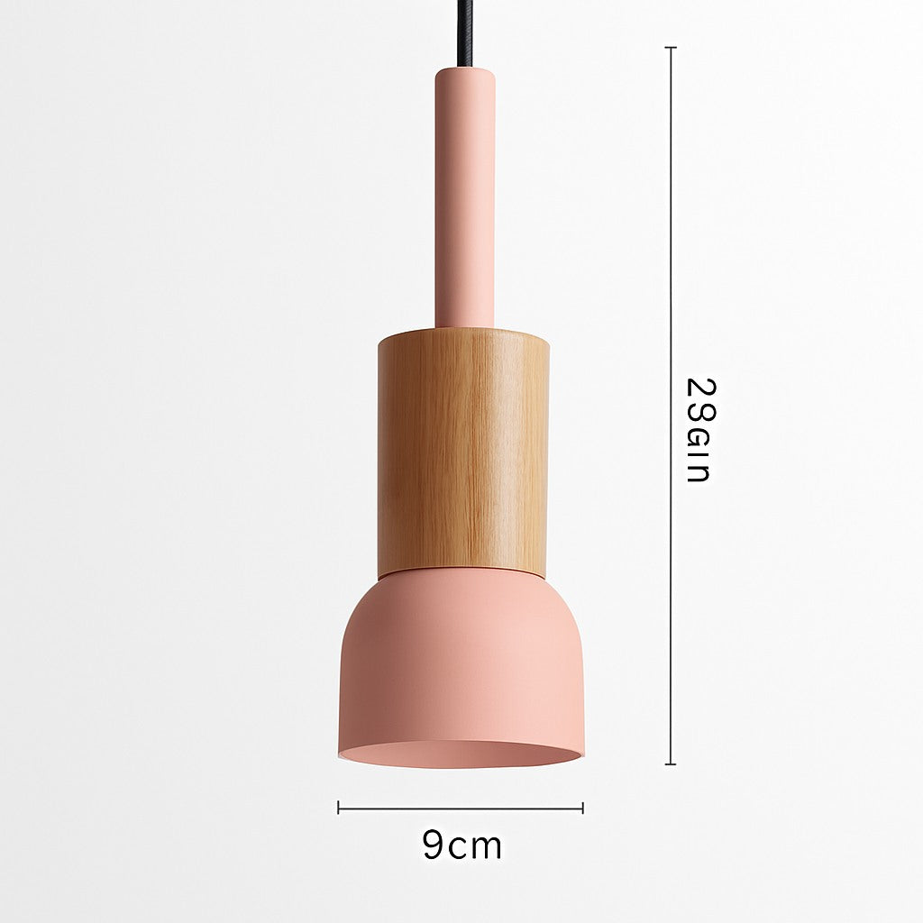 Suspension bois et métal colorée en modèle c · rose