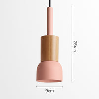 Suspension bois et métal colorée en modèle c · rose