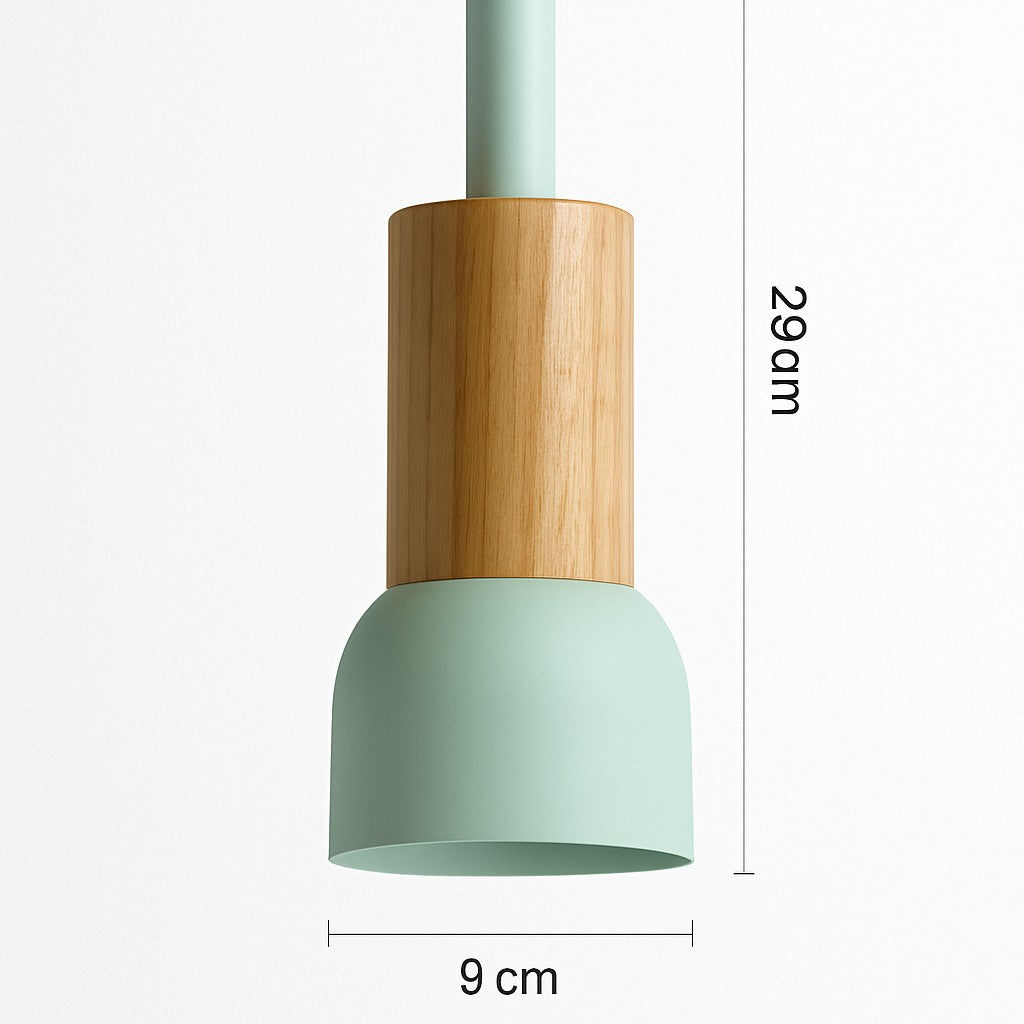 Suspension bois et métal colorée en modèle c · vert