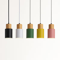 Suspension cylindre bois et métal coloré, photo 4