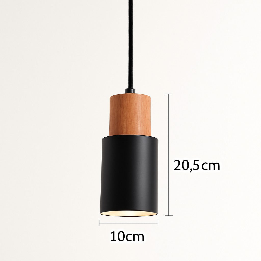Suspension cylindre bois et métal coloré, photo 5