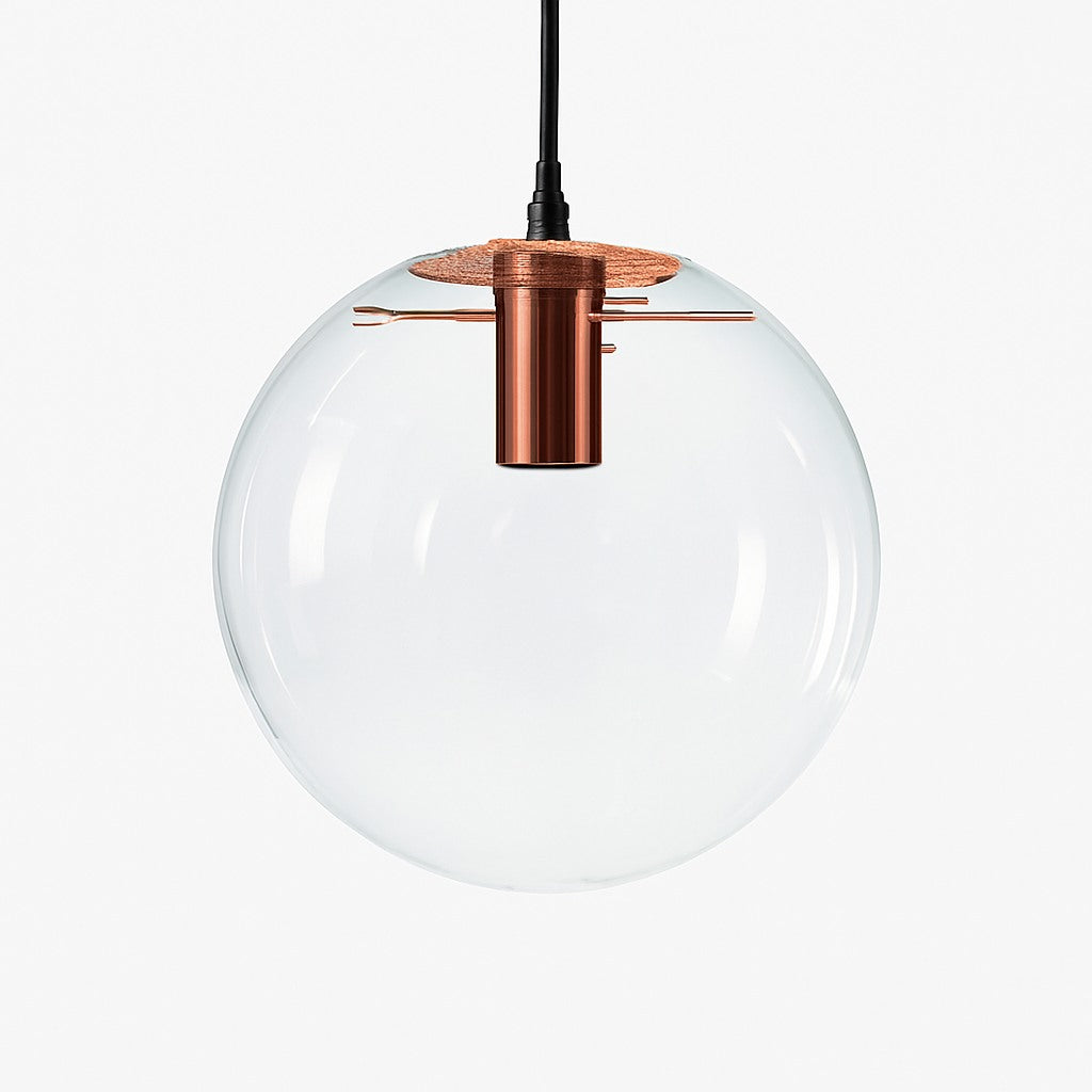 Suspension globe en verre en doré rosé
