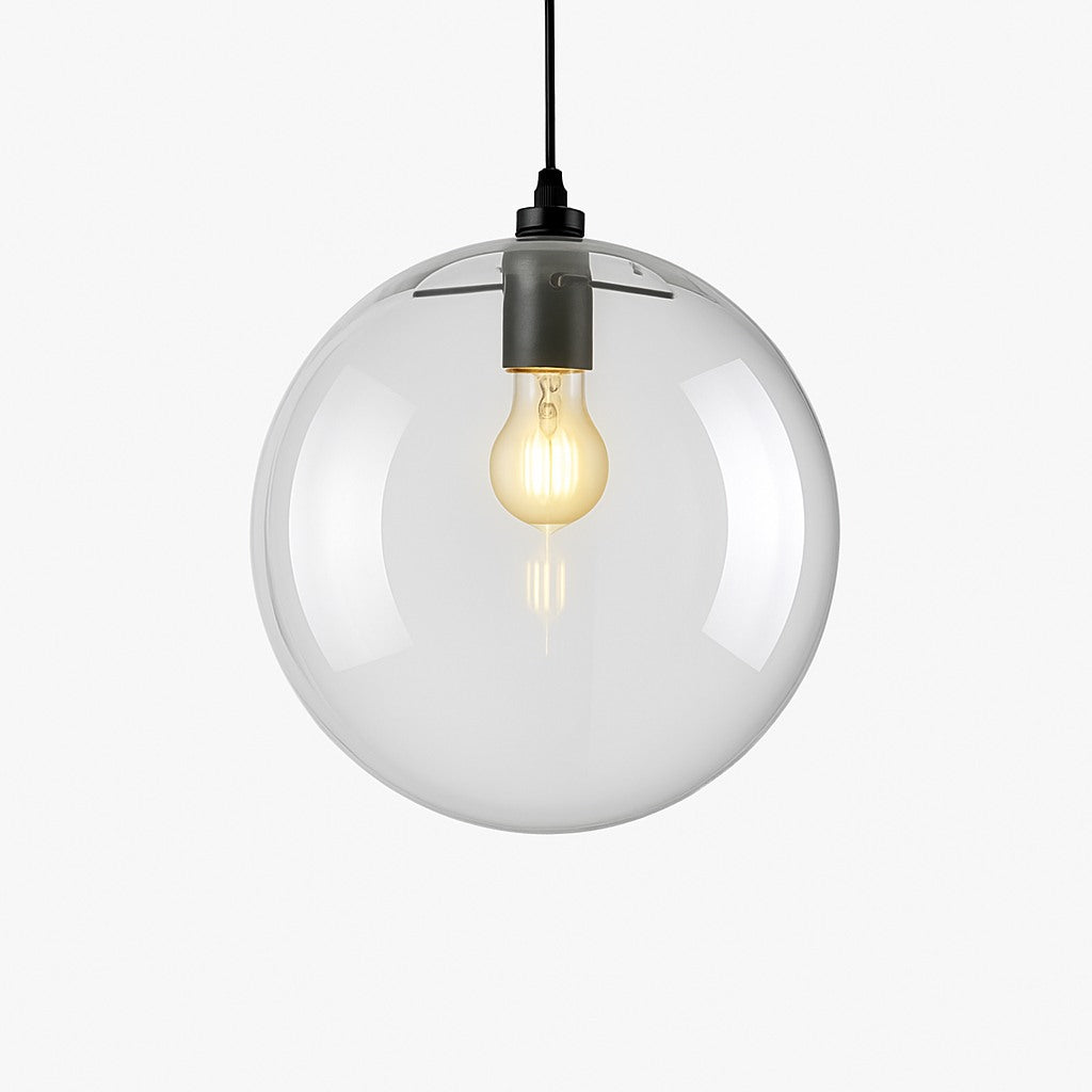 Suspension globe en verre en noir