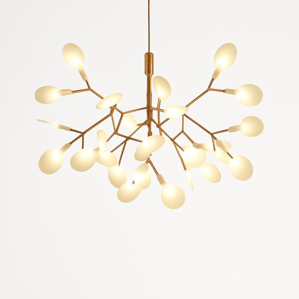 Suspension LED arbre à branches lumineuses en cuivré · 27 led