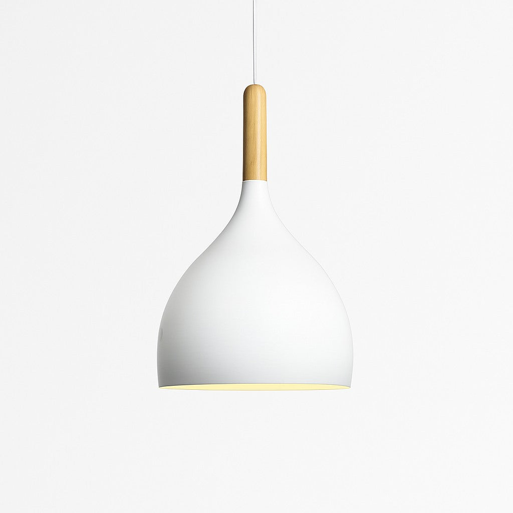 Suspension métal coloré et bâton en bois en blanc