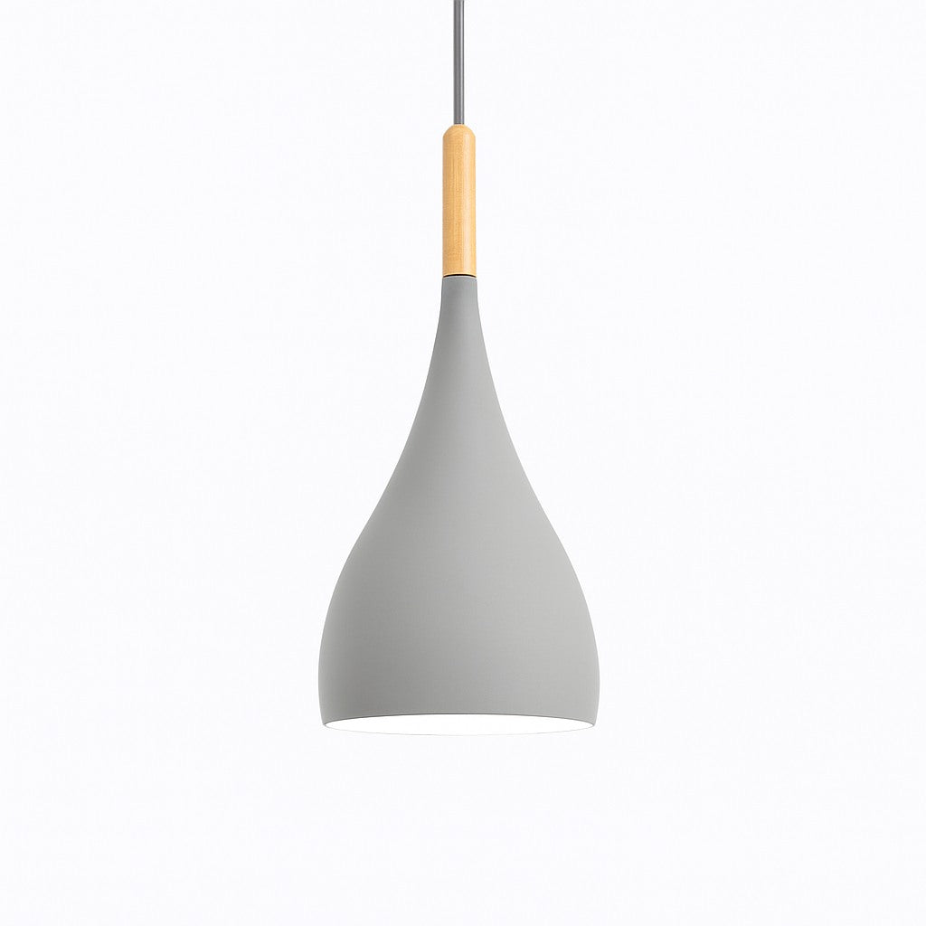 Suspension métal coloré et bâton en bois en modèle a gris