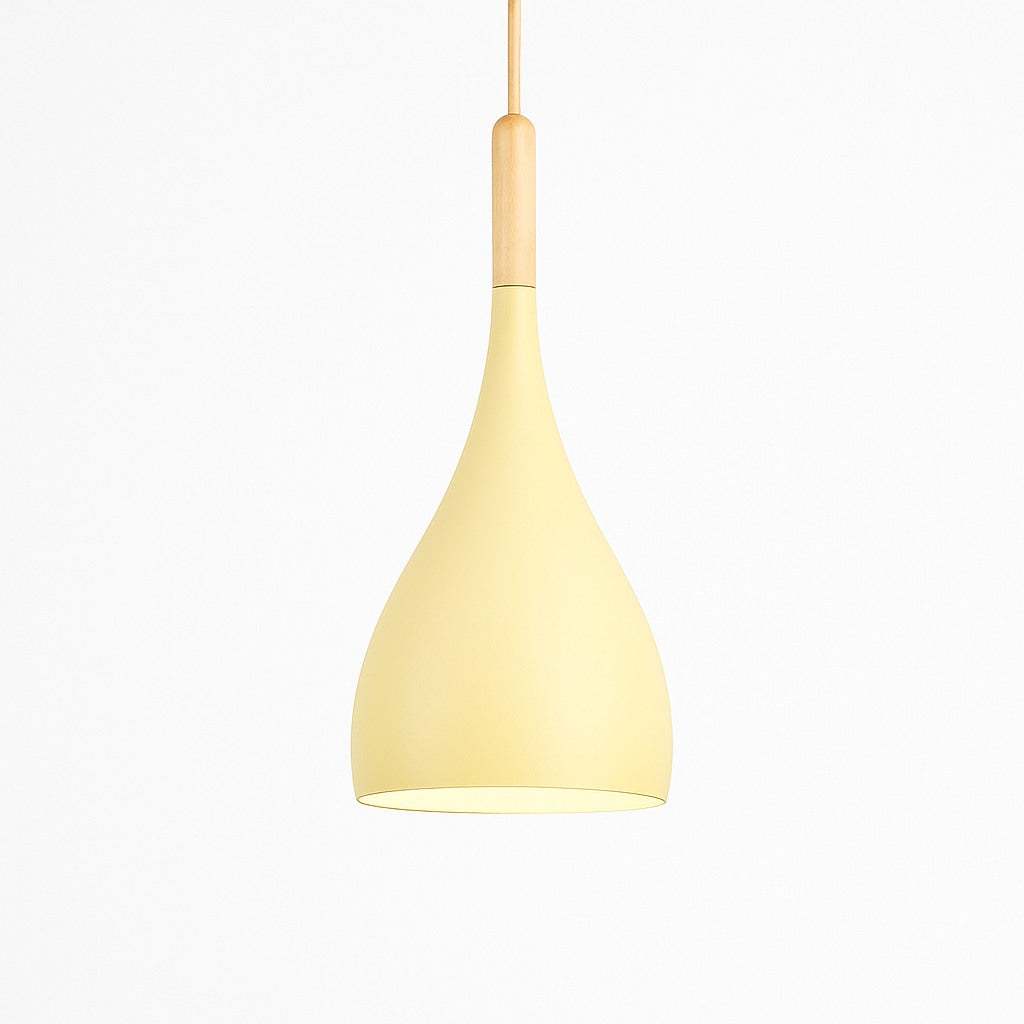 Suspension métal coloré et bâton en bois en modèle a jaune