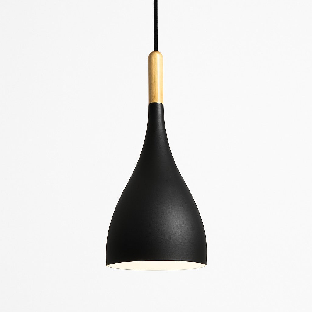 Suspension métal coloré et bâton en bois en modèle a noir