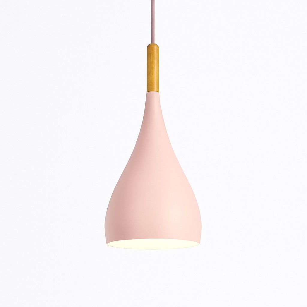 Suspension métal coloré et bâton en bois en modèle a rose