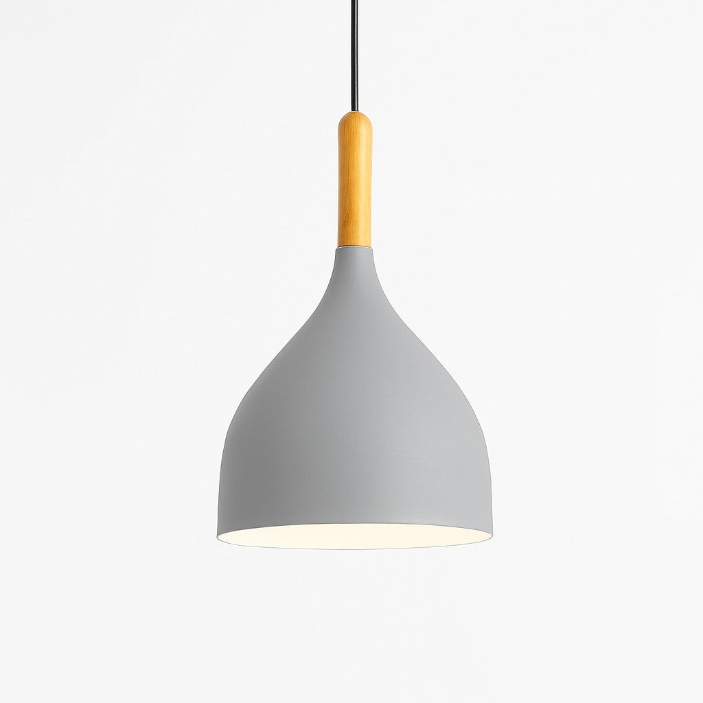 Suspension métal coloré et bâton en bois en modèle b gris
