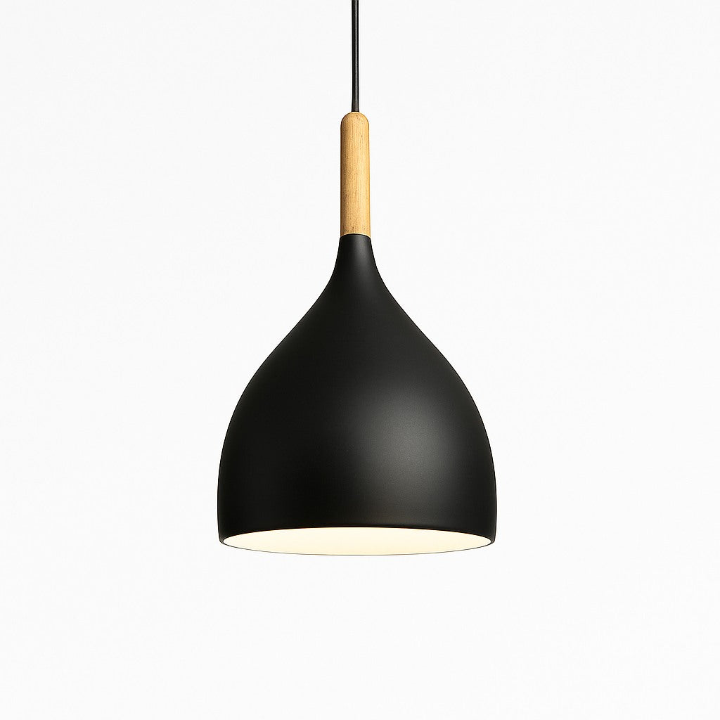 Suspension métal coloré et bâton en bois en modèle b noir