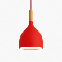 Suspension métal coloré et bâton en bois en modèle b rouge